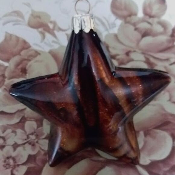 star christmas ornament blown glass marbled effect - Picture 1 of 5
